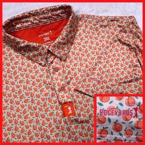 Bogey Bros Golf Polo Shirt Mens 3XL Peach Tooty Frooty Short Sleeve Performance